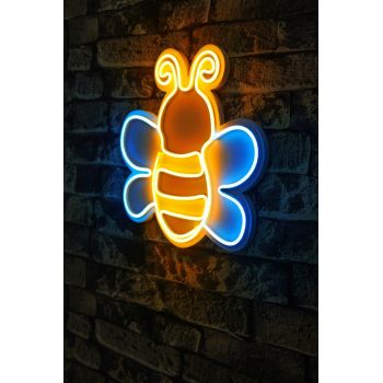 Decoratiune luminoasa LED, Maya The Bee, Benzi flexibile de neon, DC 12 V, Albastru/Galben