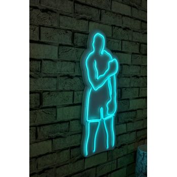 Decoratiune luminoasa LED, Muhammed Ali, Benzi flexibile de neon, DC 12 V, Albastru