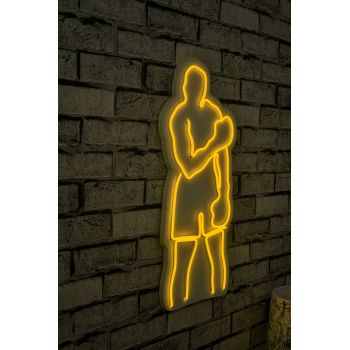 Decoratiune luminoasa LED, Muhammed Ali, Benzi flexibile de neon, DC 12 V, Galben