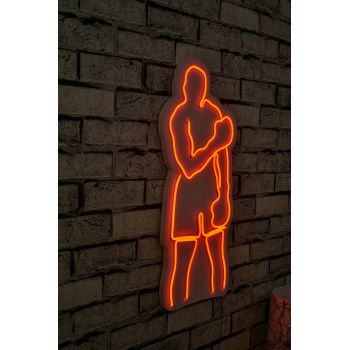 Decoratiune luminoasa LED, Muhammed Ali, Benzi flexibile de neon, DC 12 V, Rosu