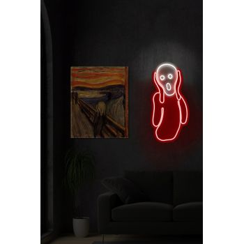 Decoratiune luminoasa LED, Scream, Benzi flexibile de neon, DC 12 V, Rosu/Alb