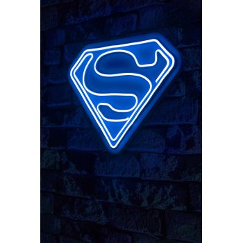 Decoratiune luminoasa LED, Superman, Benzi flexibile de neon, DC 12 V, Albastru