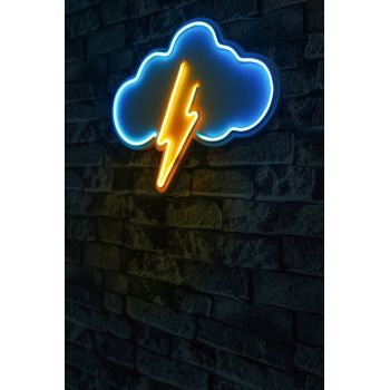 Decoratiune luminoasa LED, Thunder Storm, Benzi flexibile de neon, DC 12 V, Albastru/Galben