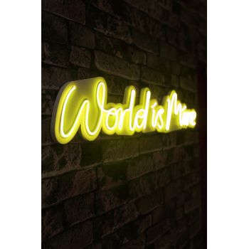 Decoratiune luminoasa LED, World is Mine, Benzi flexibile de neon, DC 12 V, Galben