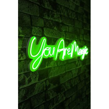 Decoratiune luminoasa LED, You are Magic, Benzi flexibile de neon, DC 12 V, Verde