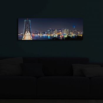 Tablou decorativ cu lumina LED, 3090İACT-37, Canvas, 30 x 90 cm, Multicolor
