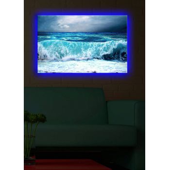 Tablou decorativ cu lumina LED, 4570DACT-15, Canvas, Dimensiune: 45 x 70 cm, Multicolor