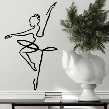Decoratiune de perete, Ballerina 1, Metal, 70 x 42 cm, Negru
