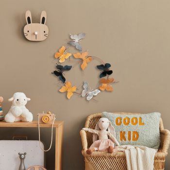 Decoratiune de perete, Butterflies, Metal, 80 x 80 x 4 cm, Multicolor