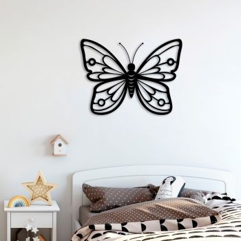 Decoratiune de perete, Butterfly 1, Metal, Dimensiune: 60 x 45 cm, Negru