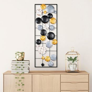 Decoratiune de perete, Camber, Metal, 90 x 32 x 4 cm, Multicolor