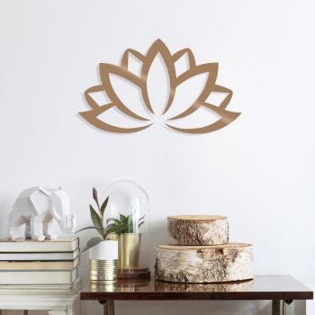 Decoratiune de perete, Lotus Flower 2, Metal, Dimensiune: 60 x 35 cm, Cupru