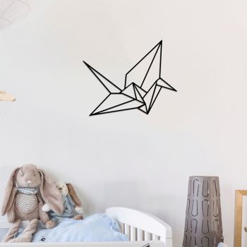 Decoratiune de perete, Origami, Metal, Dimensiune: 33 x 41 cm, Negru