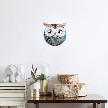 Decoratiune de perete, Owl 3, Metal, Dimensiune: 19 x 19 cm, Multicolor