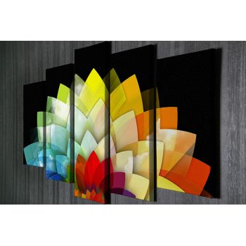 Set 5 tablouri decorative, BC58, Canvas, 70 x 20 cm, Multicolor
