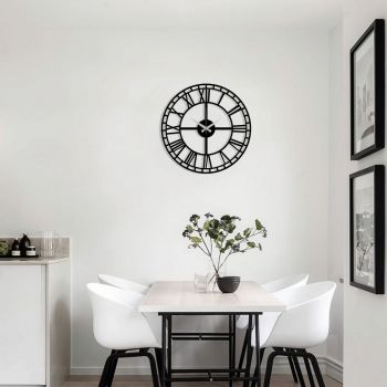 Ceas de perete, Metal Wall Clock 2, Metal, Dimensiune: 48 x 48 cm, Negru