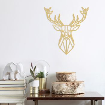 Decoratiune de perete, Deer4, Metal, Dimensiune: 60 x 65 cm, Auriu