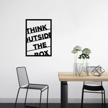 Decoratiune de perete, Think Outside The Box, Metal, 50 x 70 cm, Negru