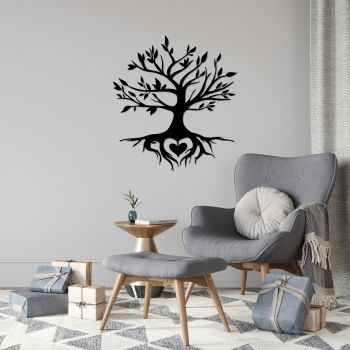 Decoratiune de perete, Tree And Heart, Metal, Dimensiune: 67 x 79 cm, Negru