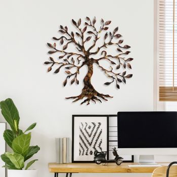 Decoratiune de perete, Tree, Metal, 60 x 60 cm, Multicolor