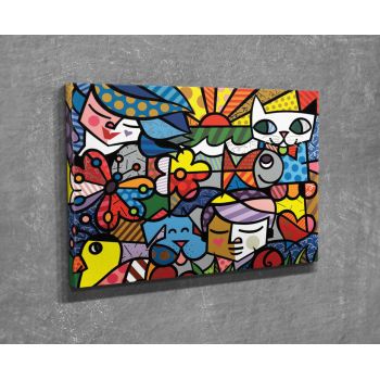 Tablou decorativ, DC339, Canvas, Lemn, Multicolor