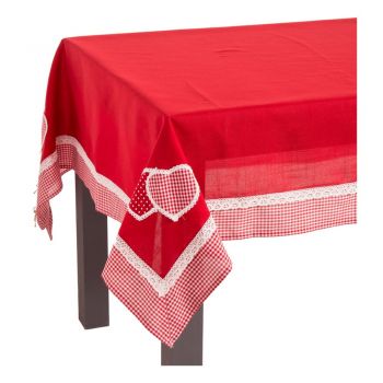 Față de masă Casa Selección Hearts, 150 x 210 cm, roșu ieftina