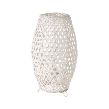 Veioză albă cu abajur din bambus (înălțime 36 cm) – Casa Selección