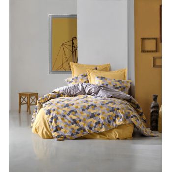 Lenjerie de pat pentru o persoana (DE), Elon - Yellow, Cotton Box, Bumbac Ranforce