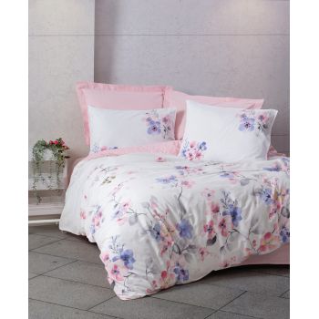 Lenjerie de pat pentru o persoana (EU) (IT), Jayda - Pink, Cotton Box, Bumbac Ranforce