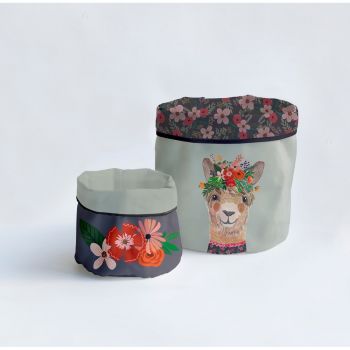 Coșuri de depozitare 2 buc. din material textil Floral Llama – Little Nice Things ieftin