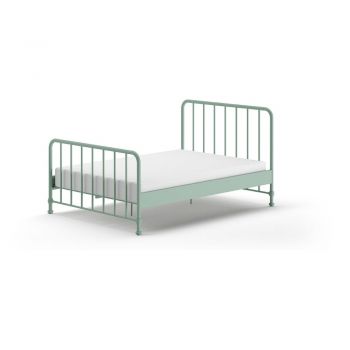 Pat single verde din metal cu somieră 140x200 cm BRONXX – Vipack ieftin