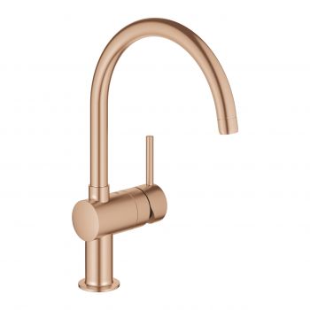 Baterie bucatarie Grohe Minta cu pipa C brushed warm sunset la reducere