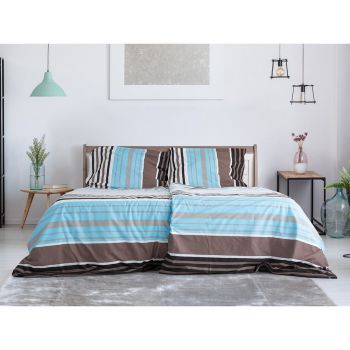 Lenjerie de pat albastră/maro din țesătură crep pentru pat de o persoană 140x200 cm Top Class – B.E.S. ieftina
