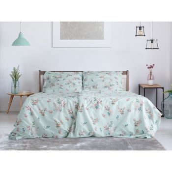 Lenjerie de pat verde-mentă din țesătură crep pentru pat de o persoană 140x200 cm Top Class – B.E.S. ieftina
