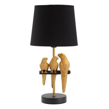 Lampa de masa Parrots, Mauro Ferretti, 1 x E27, 40W, Ø 20x39 cm, negru/auriu ieftina