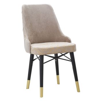 Set 2 scaune tapitate cu stofa si picioare din lemn Venus Velvet Gri / Negru / Auriu, l50xA54xH93 cm