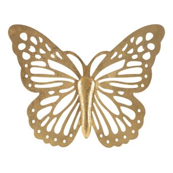 Decoratiune de perete Butterfly, Mauro Ferretti, 43x35 cm, fier, auriu