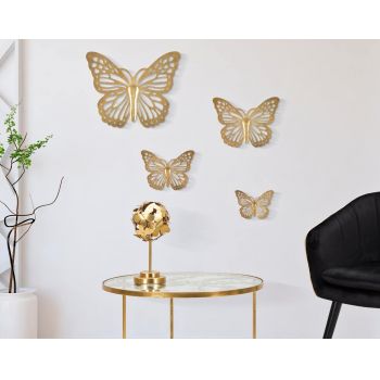 Set 4 decoratiuni de perete Butterflies, Mauro Ferretti, 35x29 cm, fier, auriu