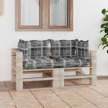 vidaXL Canapea din paleți de grădină, 2 locuri, cu perne, lemn de pin
