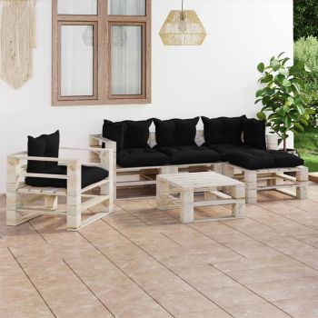 vidaXL Set mobilier de grădină, cu perne, 6 piese, lemn de pin