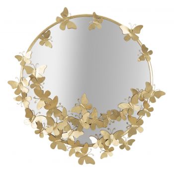 Oglinda decorativa din metal Butterfly Auriu, Ø60 cm