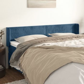 vidaXL Tăblie pat cu aripioare albastru închis 183x16x78/88 cm catifea