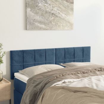 vidaXL Tăblii de pat, 2 buc., albastru închis, 72x5x78/88 cm, catifea