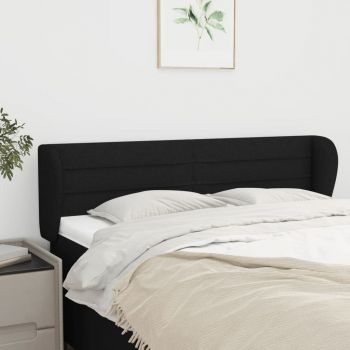 vidaXL Tăblie de pat cu aripioare negru 147x23x78/88 cm textil