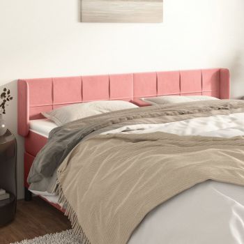 vidaXL Tăblie de pat cu aripioare roz 183x16x78/88 cm catifea
