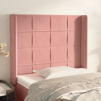vidaXL Tăblie de pat cu aripioare, roz, 93x16x118/128 cm, catifea