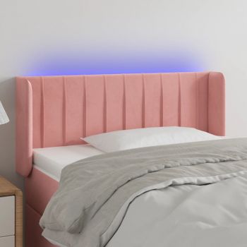 vidaXL Tăblie de pat cu LED, roz, 103x16x78/88 cm, catifea