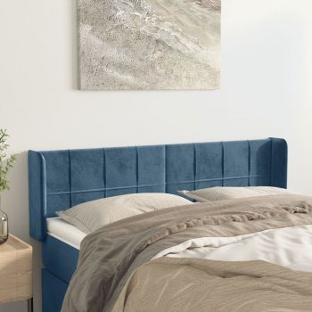 vidaXL Tăblie pat cu aripioare albastru închis 147x16x78/88 cm catifea