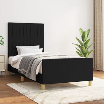 vidaXL Cadru de pat cu tăblie, negru, 90x200 cm, textil