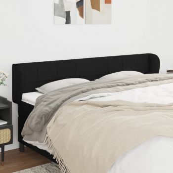 vidaXL Tăblie de pat cu aripioare negru 183x23x78/88 cm textil